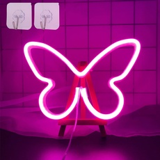 Butterfly Neon Light Pink Neon Sign Neon Wandleuchte USB oder batteriebetrieben Butterfly Nachtlicht für Mädchen Schlafzimmer LED Neon Sign Leuchtreklame für Hochzeit Bar