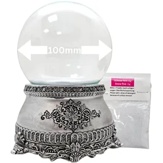 Bastelset DIY Schneekugel mit 1 x Schnee | Do it Yourself mit Glaskugel und Sockel Zinnoptik Ornamente | Spieluhr möglich | H: 140mm B: 100mm | 40127