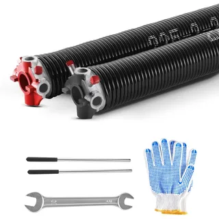 VEVOR Torsionsfedern für Garagentore (Φ 5,72 x Φ 50,8 x 610 mm) 16000 Zyklen, schwarz beschichtet zum Auswechseln, Garagentorfedern mit rutschfesten Wickelstäben & Handschuhen & Montageschlüssel
