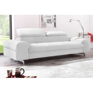 Cotta 3-Sitzer »Chef« Big-Sofa mit Kopfteilverstellung, edle Metallkufen, weiß