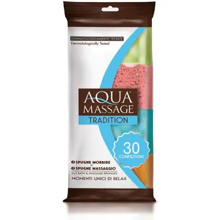 ARIX | 120 Massageschwämme für Bad und Massage der Linie Aqua MAssage Tradition, Entspannende Duschschwämme zur Entspannung, weich und saugfähig, bunte Schwämme – 30 Packungen