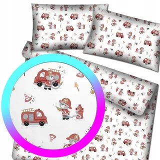 Designpremium Baumwolle Bettwäsche Set Feuerwehr 160x200 cm