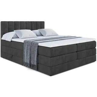 altdecor Boxspringbett Otta King - 200x200 - H3/H4 - Schwarz - Holzwerkstoff - Höhe ca. 20 cm , 200x200 cm , Schlafzimmer, Betten, Boxspringbetten