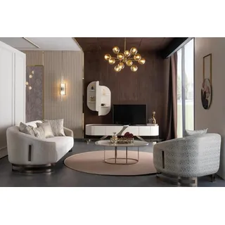 Wohnwand Sideboard Wandregal Sessel Sofa 3 Sitzer Couchtisch Wohnzimmer - Beige