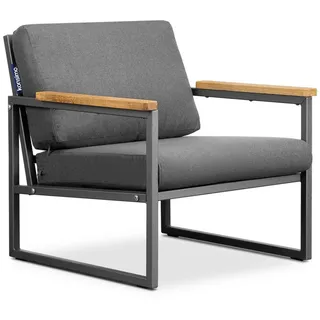 Konsimo KONSIMO® Gartensessel TRIBO Gartenstuhl, hergestellt in der EU (1x Gartenstuhl, Maße: 70x65x60 cm, 1x Sessel), schmutz- und wasserabweisend,UV-Beständigkeit,Handarbeit grau|schwarz