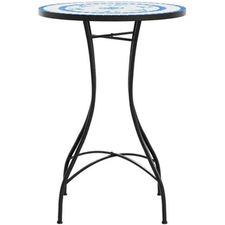 vidaXL Mosaik-Bistrotisch Ø 50 x 70 cm Blau/Weiß
