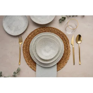 Elegant 24-Piece Dinner Set, 100% Porcelain | Includes Service Plates, Bowls, Dessert Plates | Dishwasher & Microwave Safe | Perfect for Any Occasion