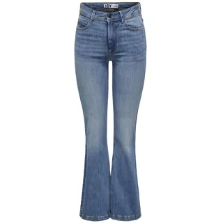 Damen JDY Flare Jeans Stretch Denim Hose JDYFLORA Basic High Waist Schlaghose Baumwolle, Farben:Blau, Größe:33W / 30L