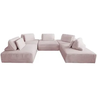 Kawola Modulsofa Wiolo Soft 5 Module 5 Kissen Pink Cord , Textil , Echtholz , Füllung: Schaumstoff , 333x84x222 cm , Wohnzimmer, Sofas & Couches, Sofas