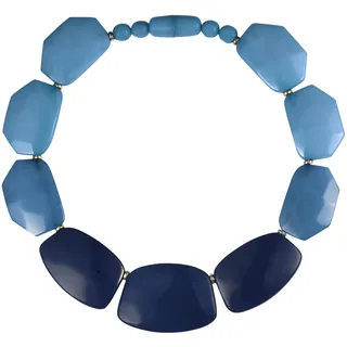 ZAVANA Blau und HellBlau Statement-Halskette für Damen und Mädchen, handgefertigte hellblaue und dunkelblaue Boho Chic Chunky Halskette für Frauen, elegante Trendy Bohemian Modeschmuck