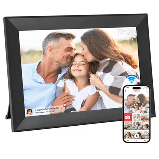 Hesmor Digitaler Bilderrahmen WLAN 10,1 Zoll, 1280x800 HD IPS LCD-Touchscreen Digitale Bilderrahmen, Automatische Rotation, 32GB Speicher, Teilen Sie Fotos sofort über Frameo von überall, Schwarz