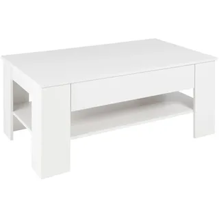 ML-Design Couchtisch mit Schublade Weiß Holz 110 x 65 x 48 cm