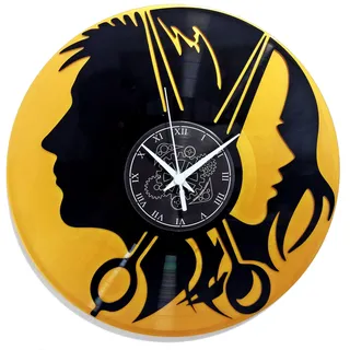 Instant Karma Clocks | Barber Shop ➤ Wanduhr für Friseur | Schönheitssalon | Friseursalon | Ohne Tickgeräusche Vintage Design Geschenkidee (Schwarz und Gold MM1)