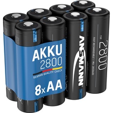 Bild von Akku Mignon AA, min. 2650 mAh 1,2V, 8 Stück, wiederaufladbar, hohe Kapazität, ideal für Taschenlampe, Wecker, Controller, Foto-Blitz, Radio