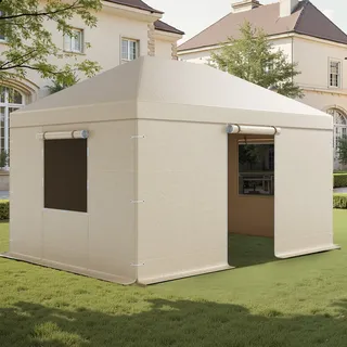VEVOR Winter Pavillonabdeckung, 3,1x4,41 m, Allwetter-Pavillonabdeckung mit Seitenwänden & Netzfenstern, PE-Material, geschlossene Lagerschutzabdeckungen, Pavillons nicht im Lieferumfang enthalten