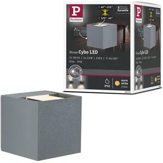 Paulmann Außenwandleuchte Aluminium 80x80mm 2x3W grau