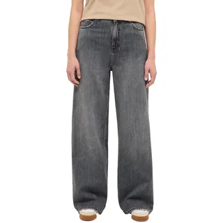 Weite Jeans MUSTANG "Damen Style Luise Wide", Damen, Gr. 30, Länge 30, grau (681 schwarz), Denim/Jeans, 100% Baumwolle, unifarben, weit, Jeans Weite Jeans