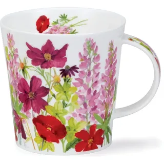 Dunoon CA-COTT-PI Porzellantasse mit Landhaus-Bordüre und Blumen, Cairngorm-Form, 0,48 l