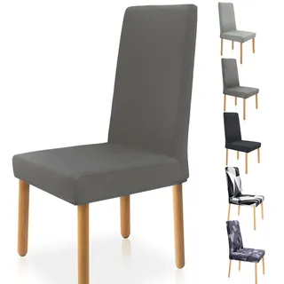 Zindoo Stuhlhussen 4er Set Groß Stretch Stuhlbezug mit Unten Vorrichtungen, Abnehmbarer Waschbar Stuhl Hussen für Schwingstuhl, Esszimmerstühle, Hochlehner (Anthrazit)