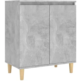 vidaXL Sideboard mit Massivholz-Beinen Betongrau 60x35x70 cm