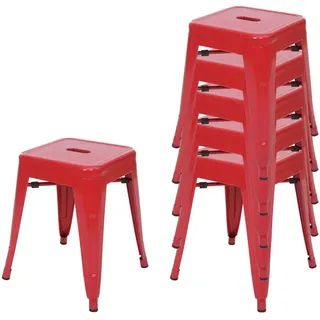 MCW Hocker Metall Rot 6er-Set , Metall , 39x46x39 cm , Esszimmer, Barmöbel, Barhocker