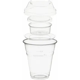 BIO Trinkbecher 300ml+Domdeckel+Einsatzbecher stapelbar aus PLA 100 Stk.
