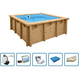 Pool "Java " 2,10 x 2,10 m Rechteck, Tiefe 0,78 m (Basic Set) - Braun