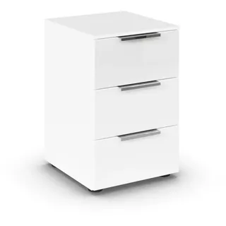 Rauch Möbel Flipp, Kommode für Schlafzimmer, Kinderzimmer, Wohnzimmer, Jugendzimmer, Flur, Garderobe, 3 Schubladen, mit Softclose-Funktion, Farbe Glas Weiß, Breite 40 cm