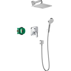 Bild von Duschset Crometta E 240 Unterputz (7 in 1), Duschsystem mit Kopfbrause, Wannenmischer, Duschkopf, Duschschlauch inkl. Grundkörper und Halterungen, Chrom