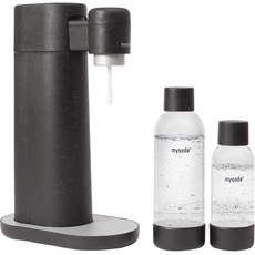 Mysoda: Toby Wassersprudler (ohne CO2-Zylinder) aus erneuerbarem Holzkomposit mit 1L und 0.5L Quick-Lock BPA-frei Plastikflasche - Schwarz