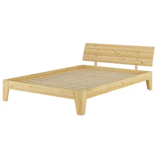 Futonbett Kiefer-Bettgestell massiv 140x220 Überlänge Doppelbett Zubehör wählbar V-60.62-14-220Rollrost inkl. - Naturbelassen