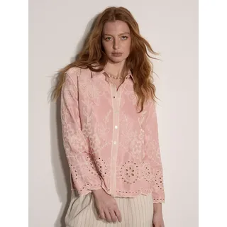 Spitzenbluse APRICOT "Geblümte Bluse", Damen, Gr. S (36), pink, gewebt, Obermaterial: 70% Viskose CV. 30% Polyester PES., geblümt, normal, Blusen Spitzenbluse, mit Stickerei
