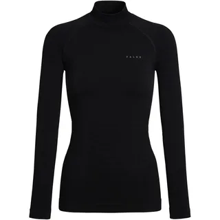 Falke Damen Baselayer-Shirt Maximum Warm High Neck W L/s Sh Funktionsmaterial schnelltrocknend 1 Stück, Schwarz Black 3000 Trend, M