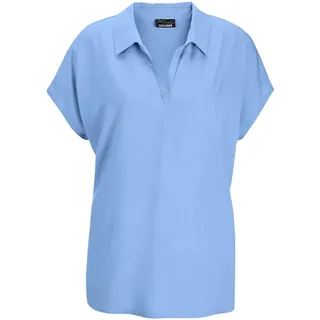 GOLDNER Klassische Bluse "Uni Bluse mit Hemdkragen" superangenhme fliessende Viskose, hellblau