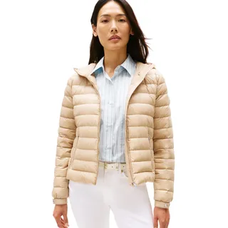 Tommy Hilfiger Damen Steppjacke Down Hooded Jacket mit Reißverschluss, Beige (Beige), XXL