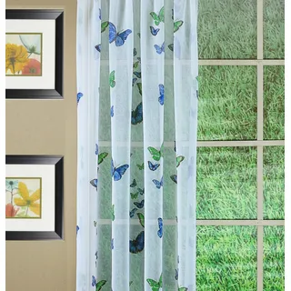 Today's Curtain Halbtransparenter Vorhang mit Schmetterlings-Aufdruck, 213,4 cm, Blau, 54 W x 84 L