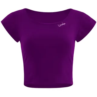Crop-Top WINSHAPE "AET137LS", Damen, Gr. XS, lila (schwarz plum), 85% Polyester, 15% Elasthan, Rundhals, Tops Crop-Top, Functional Light and Soft Cropped