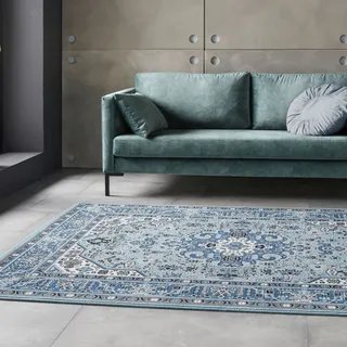 HANSE Home Teppich "Skazar Isfahan" rechteckig 9 mm Höhe Kurzflor, Orient, Läufer, Vintage, Esszimmer, Wohnzimmer, Flur, himmelblau