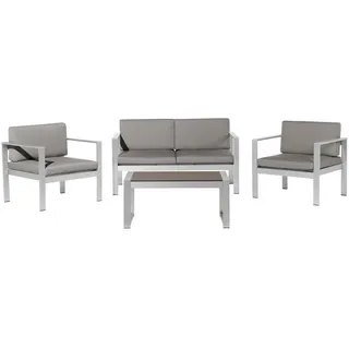 Beliani Lounge-Set 4-sitzer Aluminium Dunkelgrau Salerno , Grau , Metall , Gartenmöbel, Gartengarnituren, Gartenmöbel-Sets
