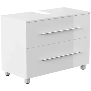 Posseik Waschbeckenunterschrank Mondial 2 Schubladen 85 x 63 x 41,6 cm Weiß Hochglanz
