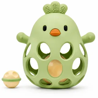 farout Montessori Beißring & Rassel für Babys - Sensorik Spielzeug ab 0 Monate, Zahnungshilfe & Greifball - Geschenk für Jungen & Mädchen