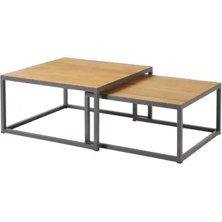 Diamond Garden Nested Loungetische Edelstahl/Teak 2er Set