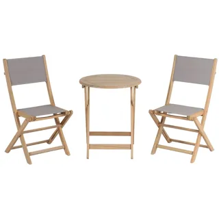 BAÏTA Gartenmöbel-Set Rimini, 2-Sitzer, aus Akazienholz und Textilene, Taupe, Bistro-Set für den Außenbereich, für 2 Personen