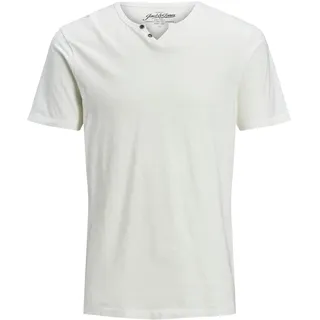 JACK & JONES T-Shirt mit Splitneck in Cloud Dancer-L
