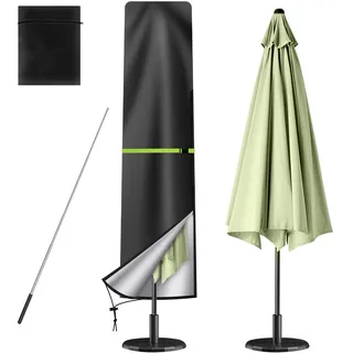 Ainiv Sonnenschirm Schutzhülle, 210D Oxford PVC-Beschichtung Abdeckhauben | für Sonnenschirm 2.4 bis 3.3M, Sonnenschirmhülle mit Stab & Reißverschluss, Wasserdichter, UV-Beständig (190 x 30/50cm)
