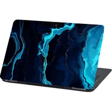 Laptop Folie Cover Abstrakt Klebefolie Notebook Aufkleber Schutzhülle selbstklebend Vinyl Skin Sticker (Lp74 Blauer Marmor, 17 Zoll)