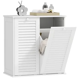 Homcom Wäscheschrank, 70 x 38 x 73 cm Weiß , Holz , 38x73x70 cm , Badezimmer, Badmöbel, Midischränke