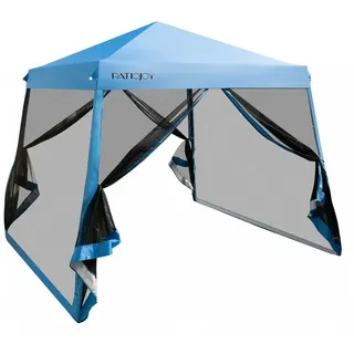 Costway Pop Up Pavillon 3 x 3 m inkl. Seitenteile Blau/Grau/Weiß