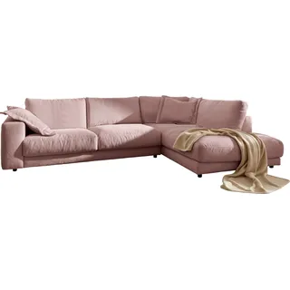 Places of Style Ecksofa »Enisa XXL B/T/H: 325/224/85 cm L-Form«, Kuschelig, gemütlich, in 5 Farben, Bezug in Cord, mit 2 Zierkissen, rosa