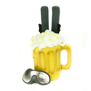 Udo Schmidt Spardose Aprés Ski Bierglas mit Ski 16 cm Sparschwein Urlaub Winter Schnee